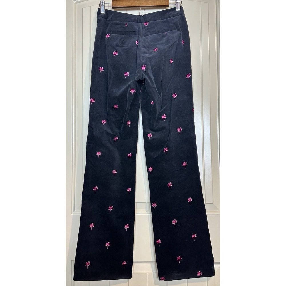 Lilly Pulitzer Corduroy Pants Pink Embroidered Palm Trees Sz 2 Preppy Tropical